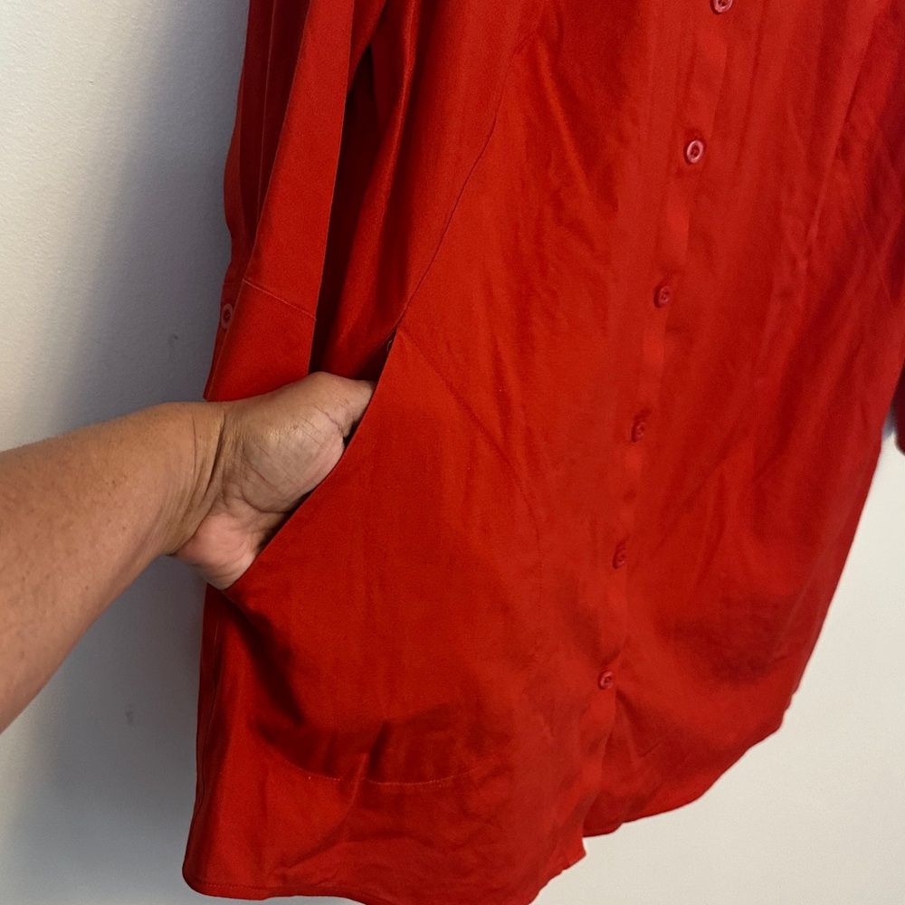 Chico's Vibrant Red Button Down Blouse - image 4